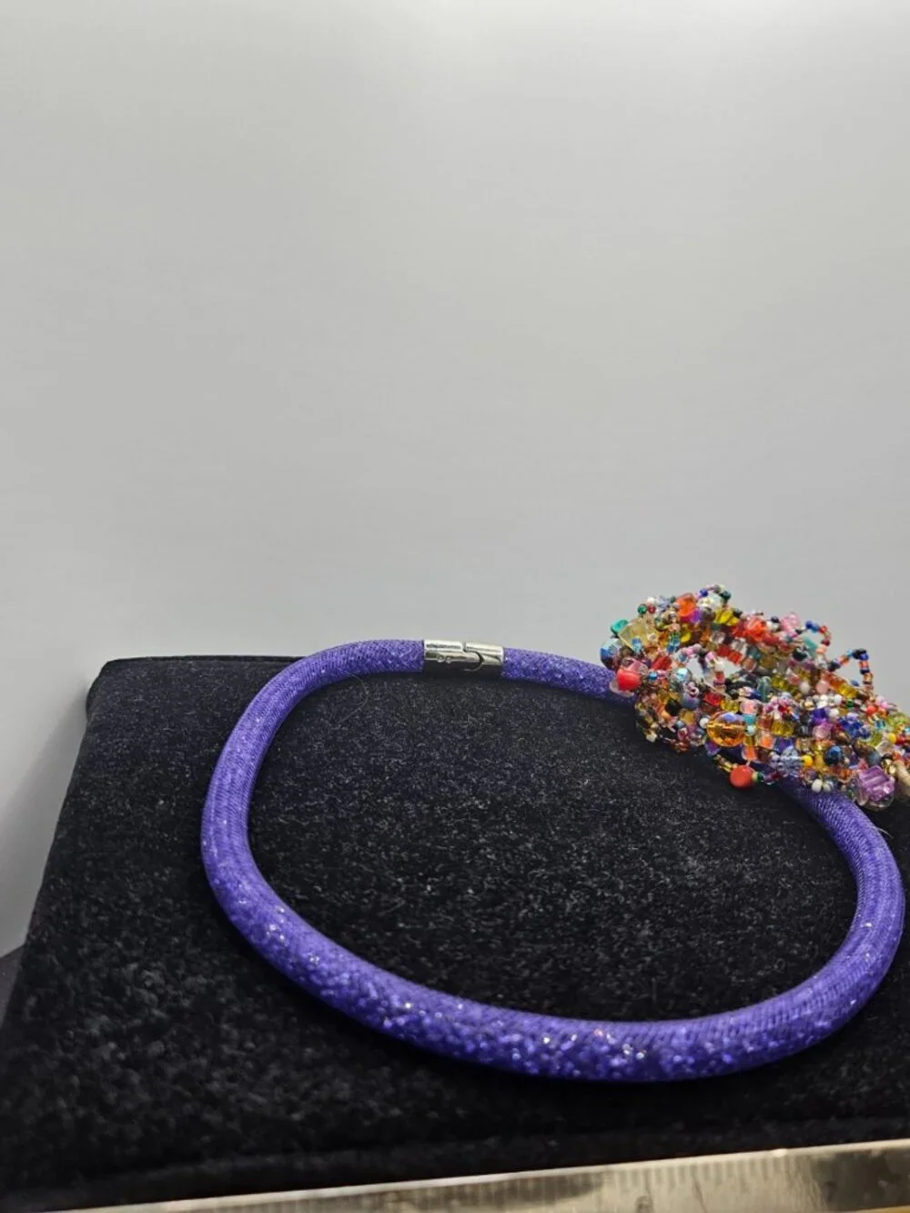 Vintage Purple Mesh Choker Necklace & Matching Bracelet Set